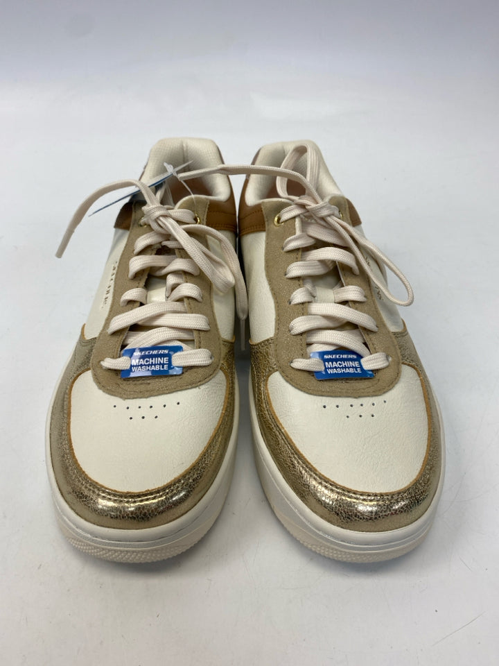 NWT Skechers  Size 8.5 Beige Gold Glitter Sneakers