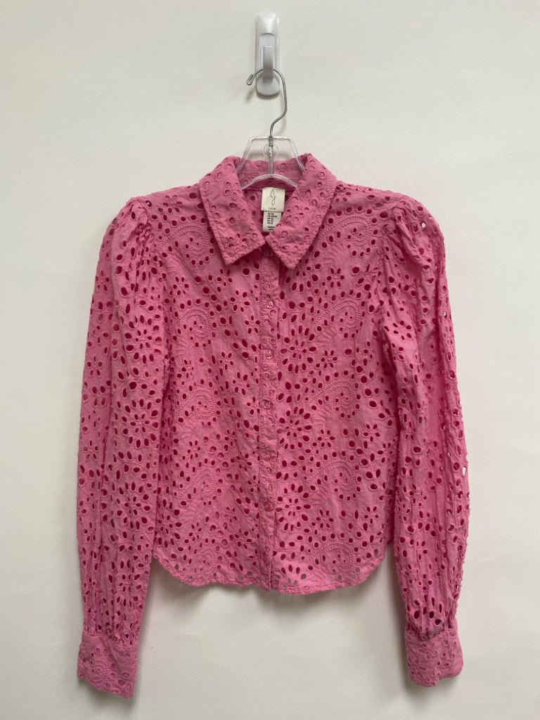 Joie Size XS Pink Floral Eyelet Ladies Top