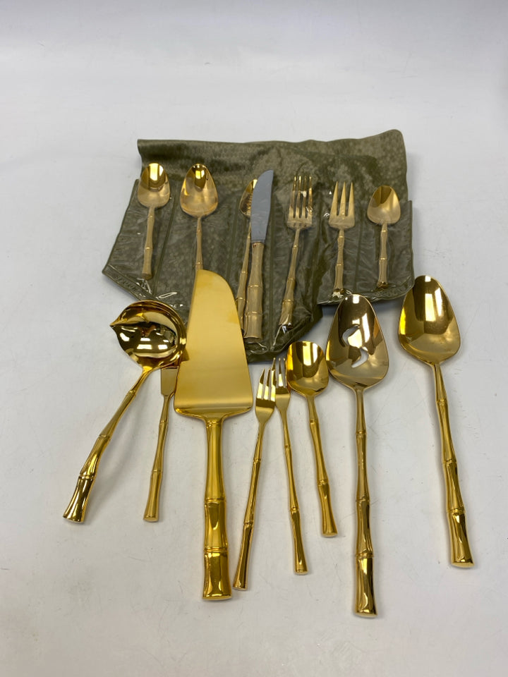 Gold Bamboo Metal Flatware