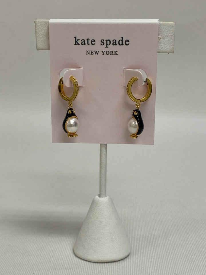 NEW/PKG Kate Spade Gold Color Pearl Color Penguin Earrings