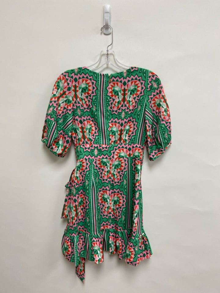 EMILY McCARTHY Size XXS Green/Pink White/Red Geometric Ladies Dress