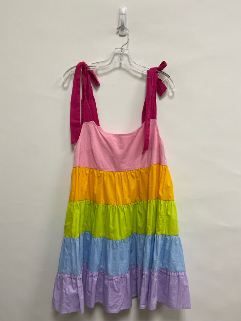 Size S Pink Yellow/Multi Striped Sleeveless Ladies Dress