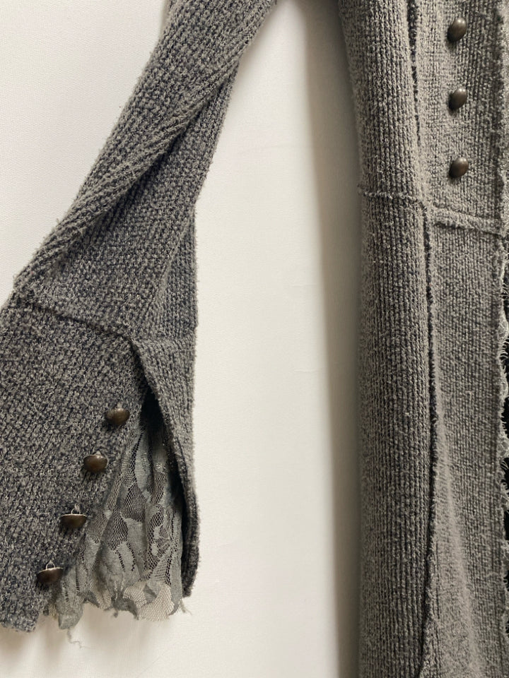 Vocal Size S Gray Buttons Drape Ladies Sweater