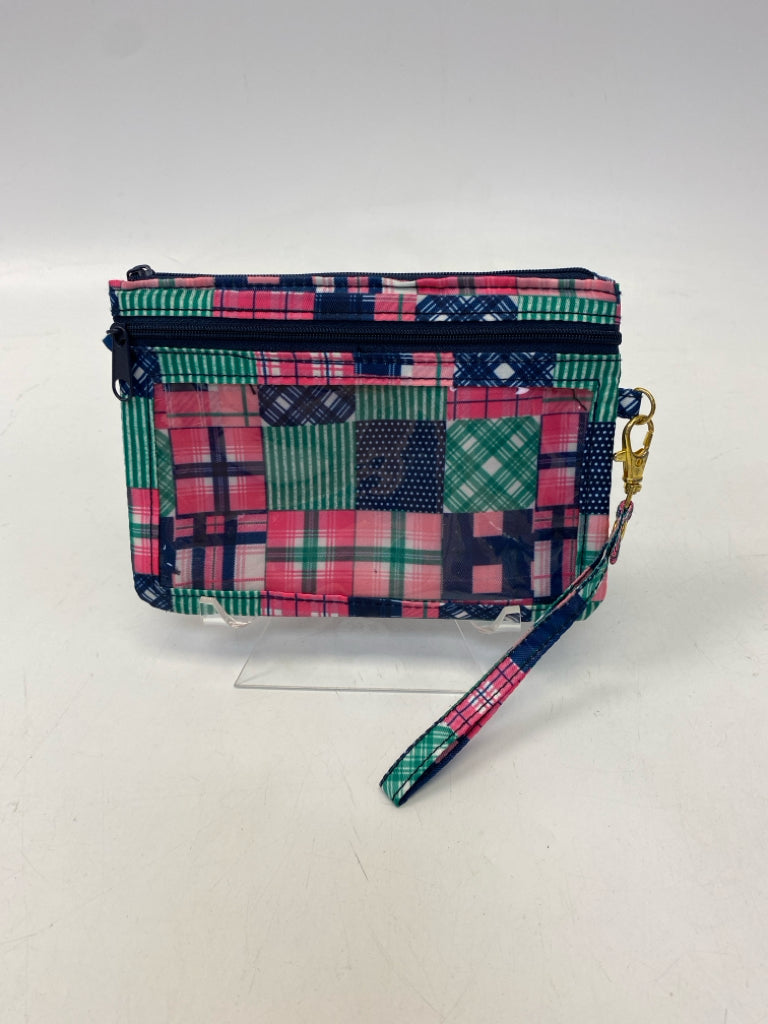Simply Sterling Pink Blue Plaid Wristlet