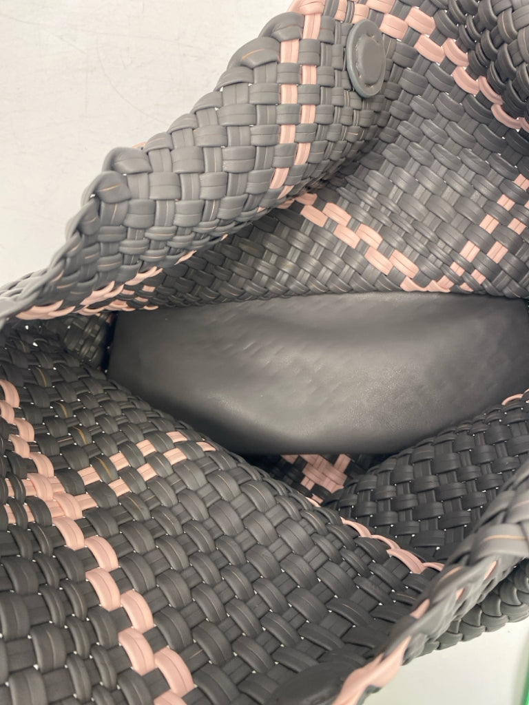 Gray Pink Woven Handbag