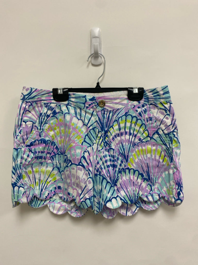 LILLY PULITZER Size 2 White/Navy Lavender/Green Shells Ladies Shorts