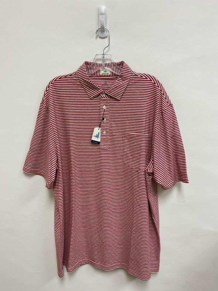 NWT johnnie-o Size XL White/Red Stripes Polo Men&