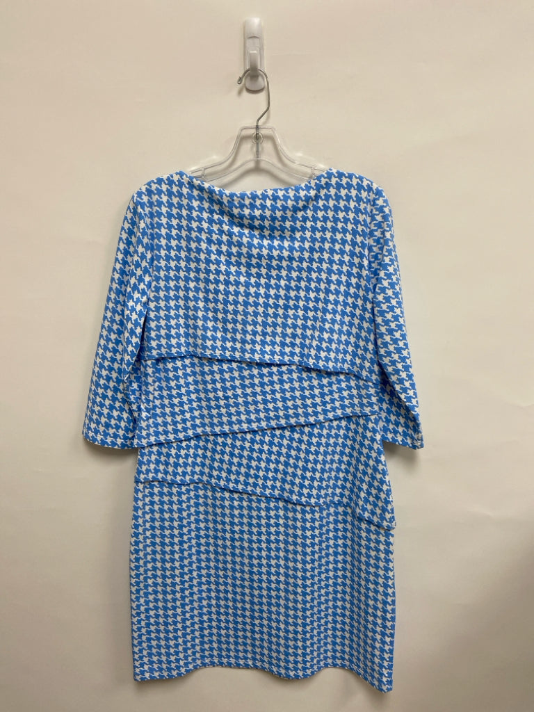 J McLaughlin Size L Blue White Houndstooth Ladies Dress