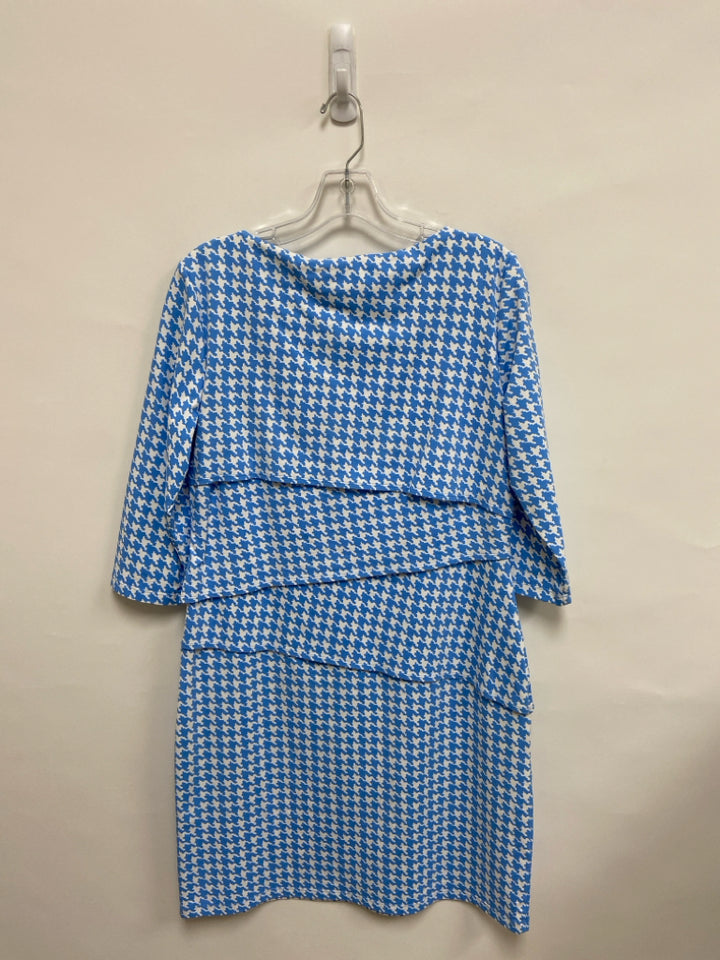 J McLaughlin Size L Blue White Houndstooth Ladies Dress