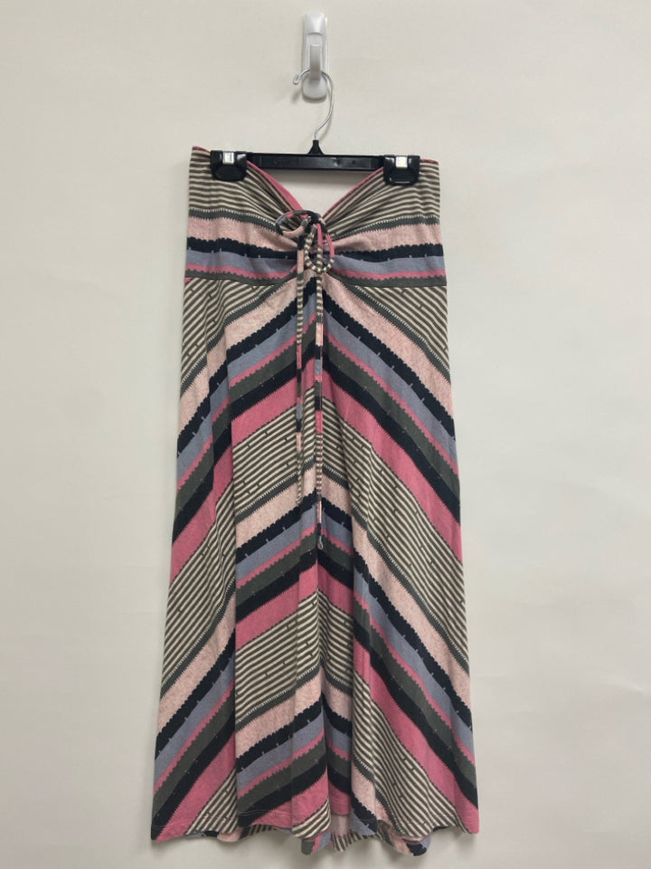 Patagonia Size XS Pink/Gray Cream/Black Stripes Strapless Ladies Dress
