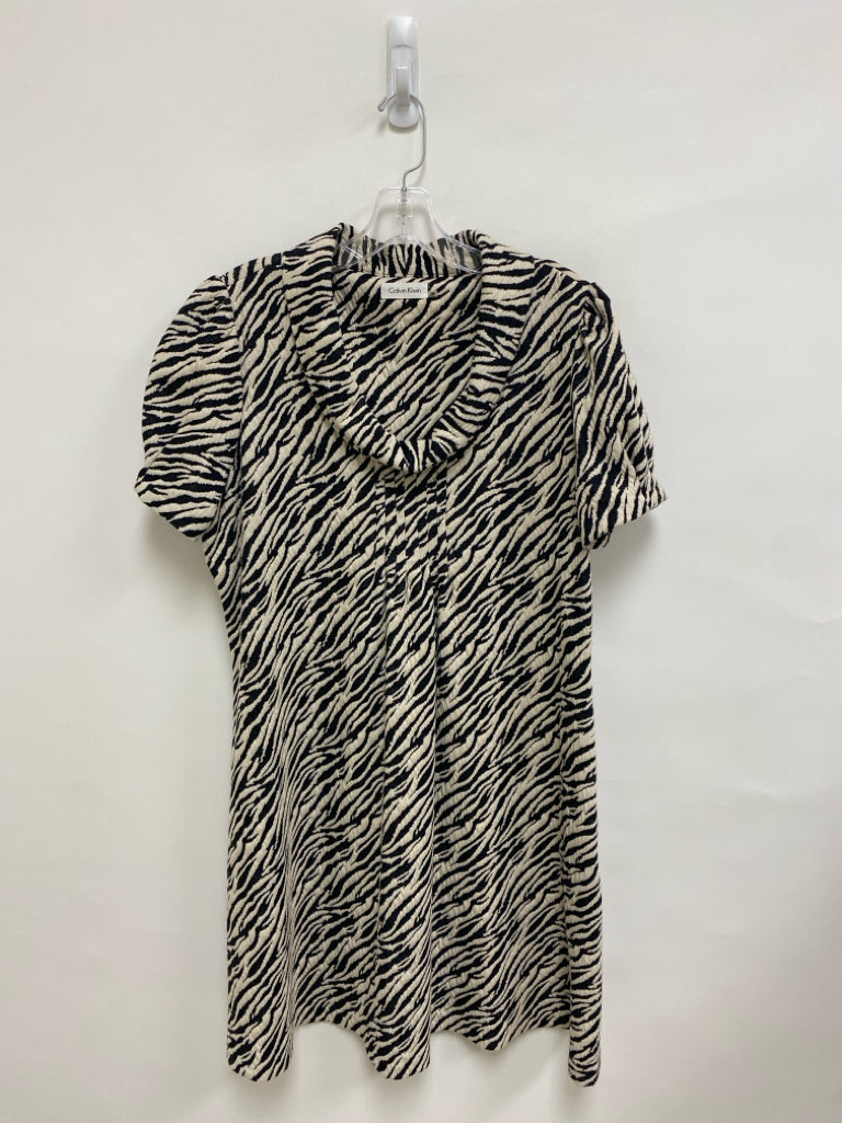 Calvin Klein  SIZE  16 Ivory Black Zebra Print Short Sleeve Plus Size Dress