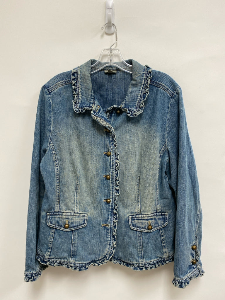 J Jill Size L Faded Blue Button Up Denim Ladies Jacket