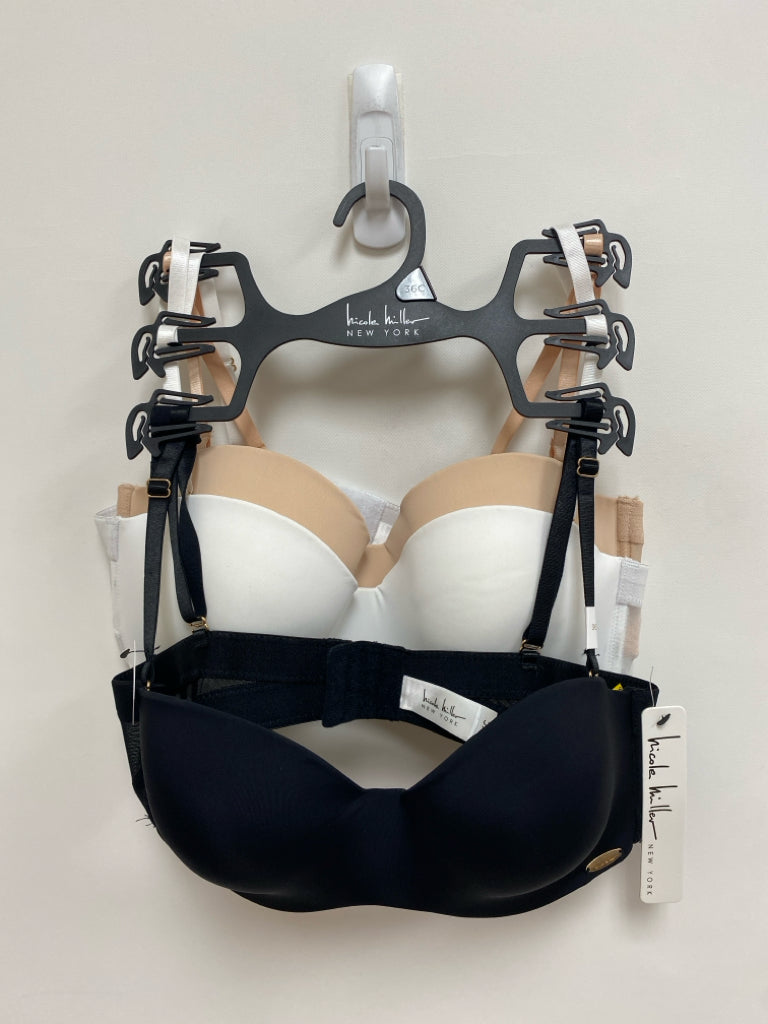NWT Nicole Miller Size 36 Black Peach/White Ladies Bra