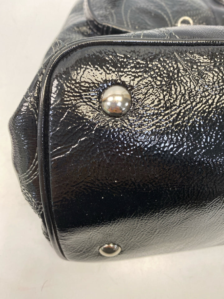 Coach Black Signature Patent Handbag