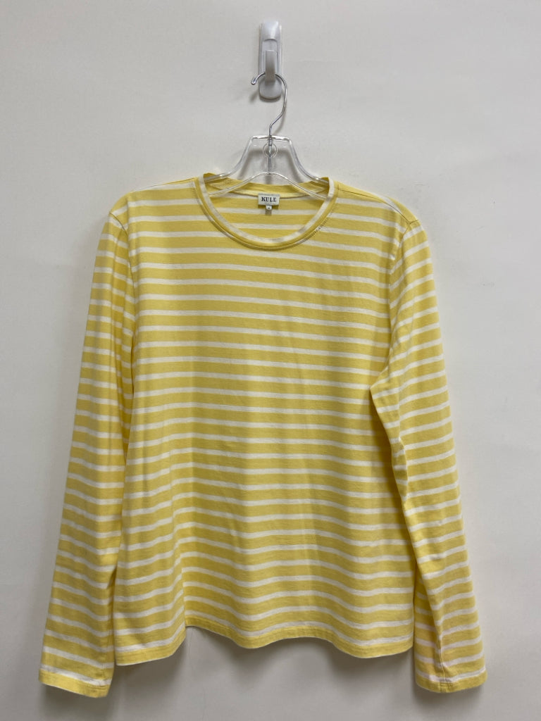 KULE Size M Yellow/White Stripes Long Sleeve Ladies Top