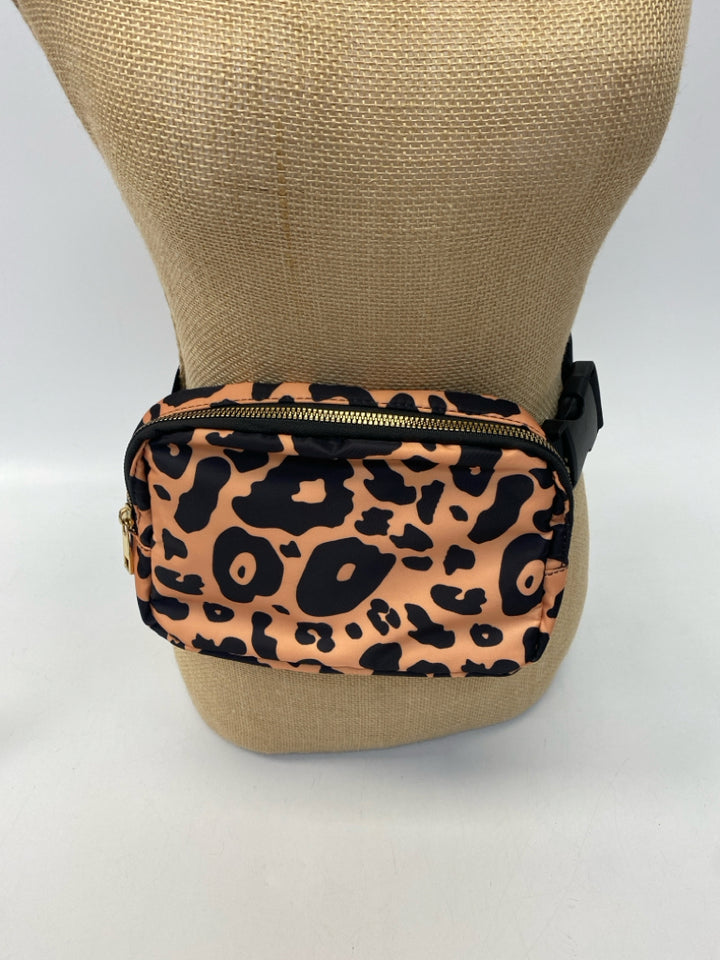 Orange Black Animal Print Nylon Belt Bag
