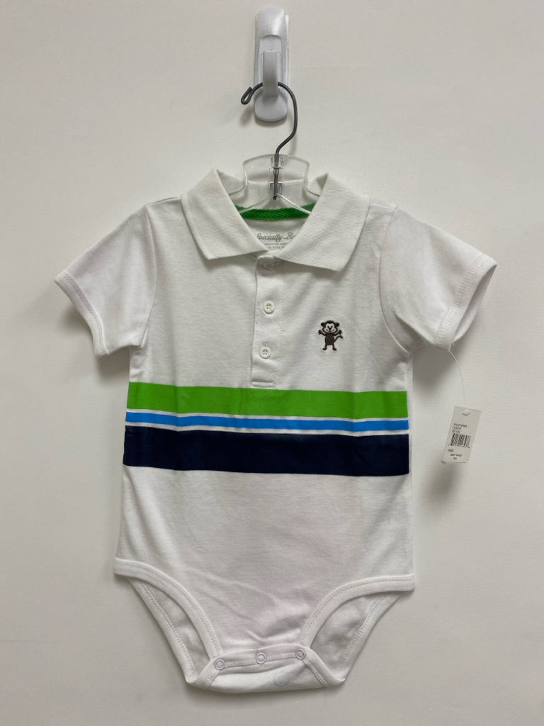 NWT SIZE 18M Wht/blk Green/Navy Stripe Boy&