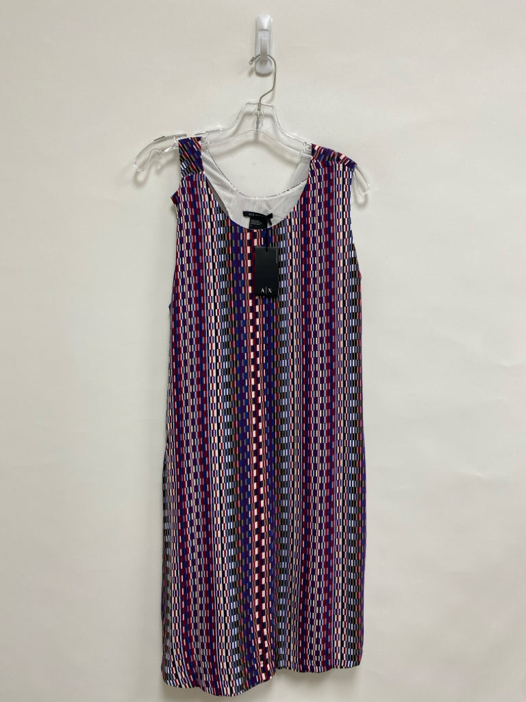 NWT Size 8 Burgundy/Blue Black/Multi Lines Sleeveless Ladies Dress