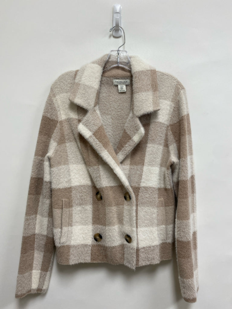 RACHEL ZOE Size M Cream Beige Checkered Double-Breasted Ladies Jacket