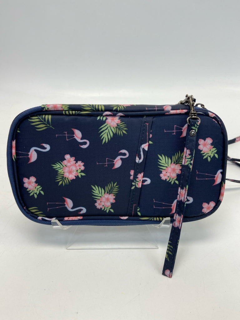 Navy Pink Flamingo(es) Wristlet