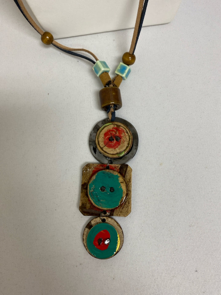 NWT Treska Brown Multi Color Shapes Necklace