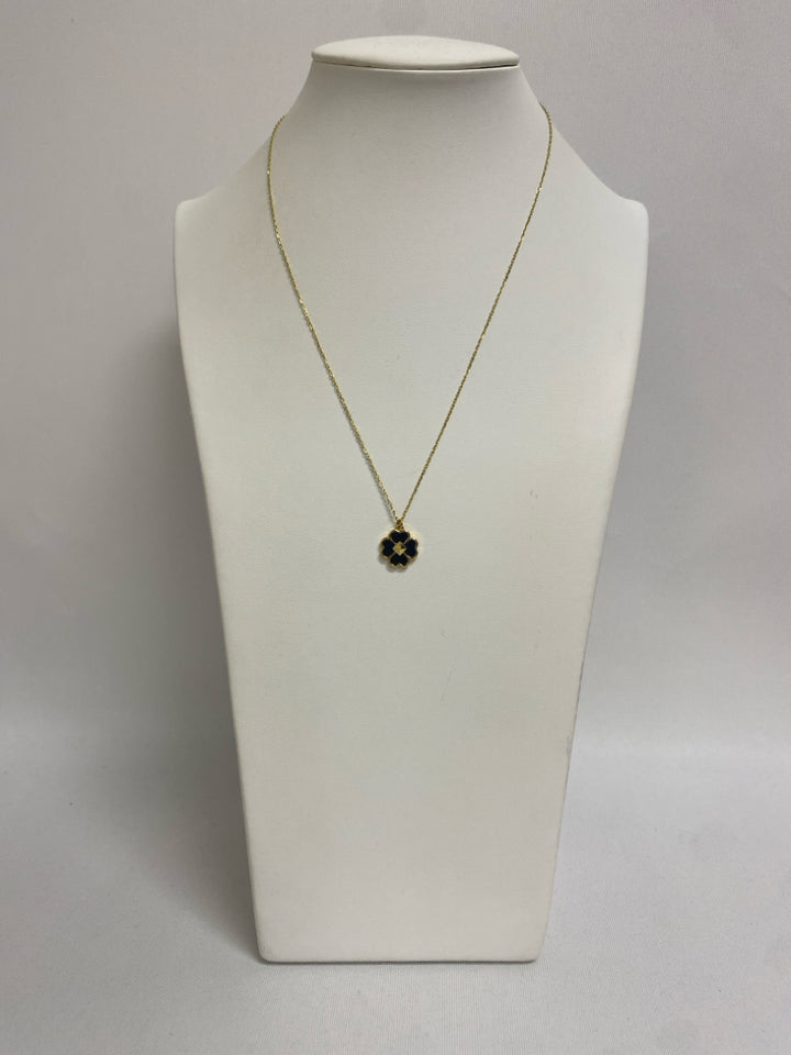 Kate Spade Gold Color Black Flowers Necklace