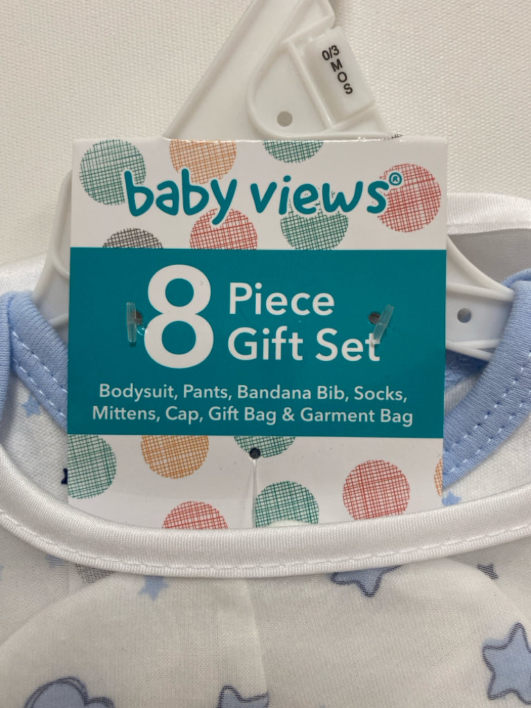 NWT SIZE 0-3M White Powder Blue Stars Boy&