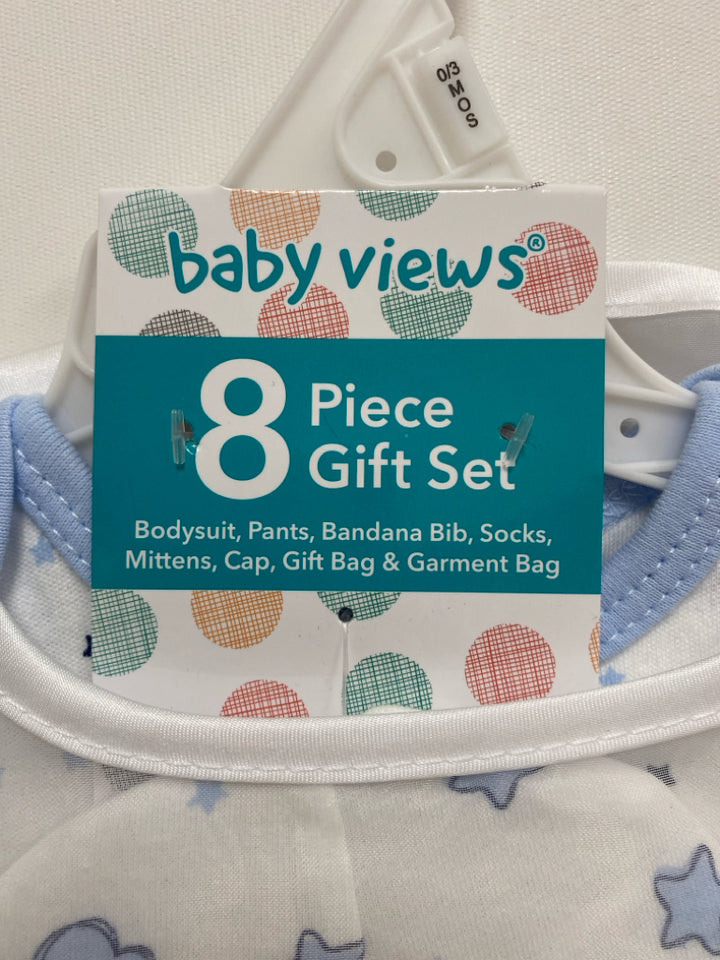 NWT SIZE 0-3M White Powder Blue Stars Boy&