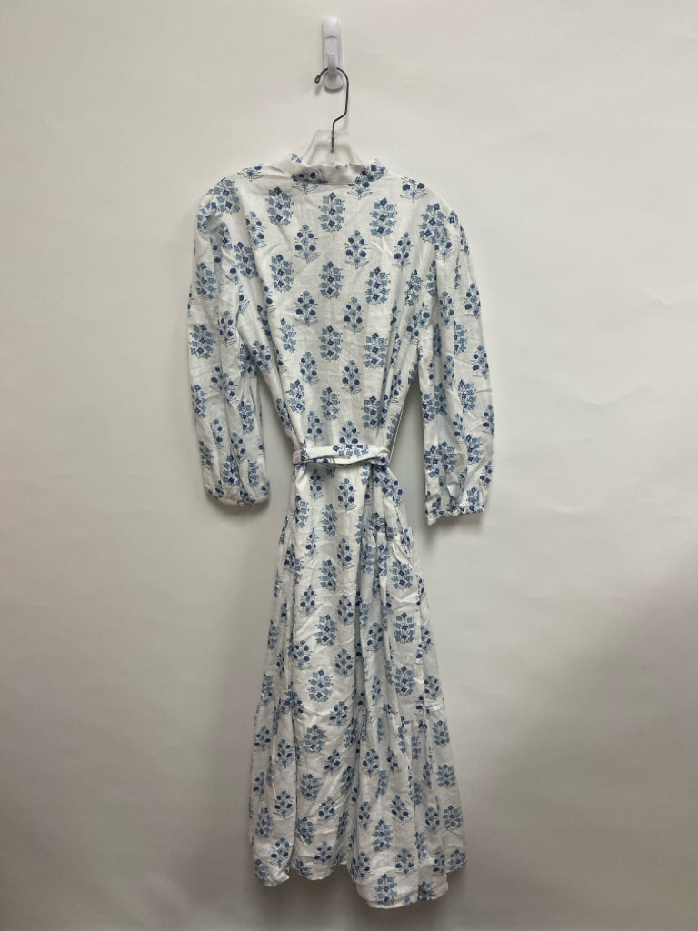 Size L White Blue Flowers Maxi Ladies Dress