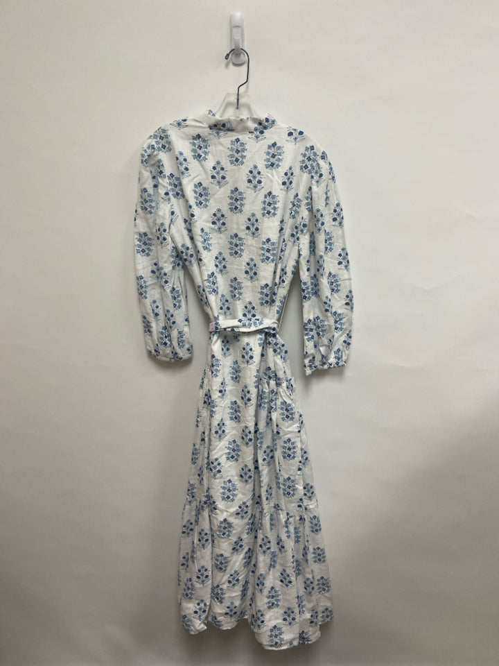 Size L White Blue Flowers Maxi Ladies Dress