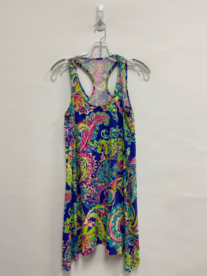 LILLY PULITZER Size S Blue Green/Pink Assorted Print Sleeveless Ladies Dress
