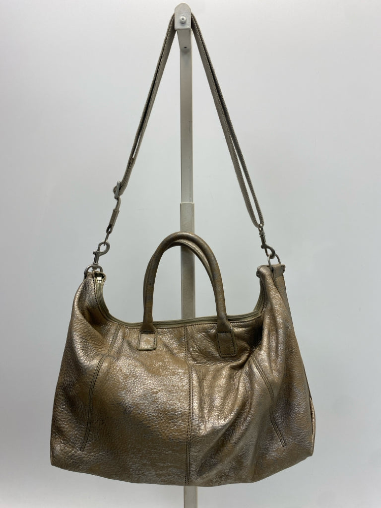 Ecco Brown Silver Metallic Handbag