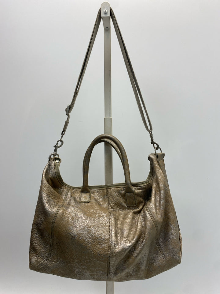 Ecco Brown Silver Metallic Handbag