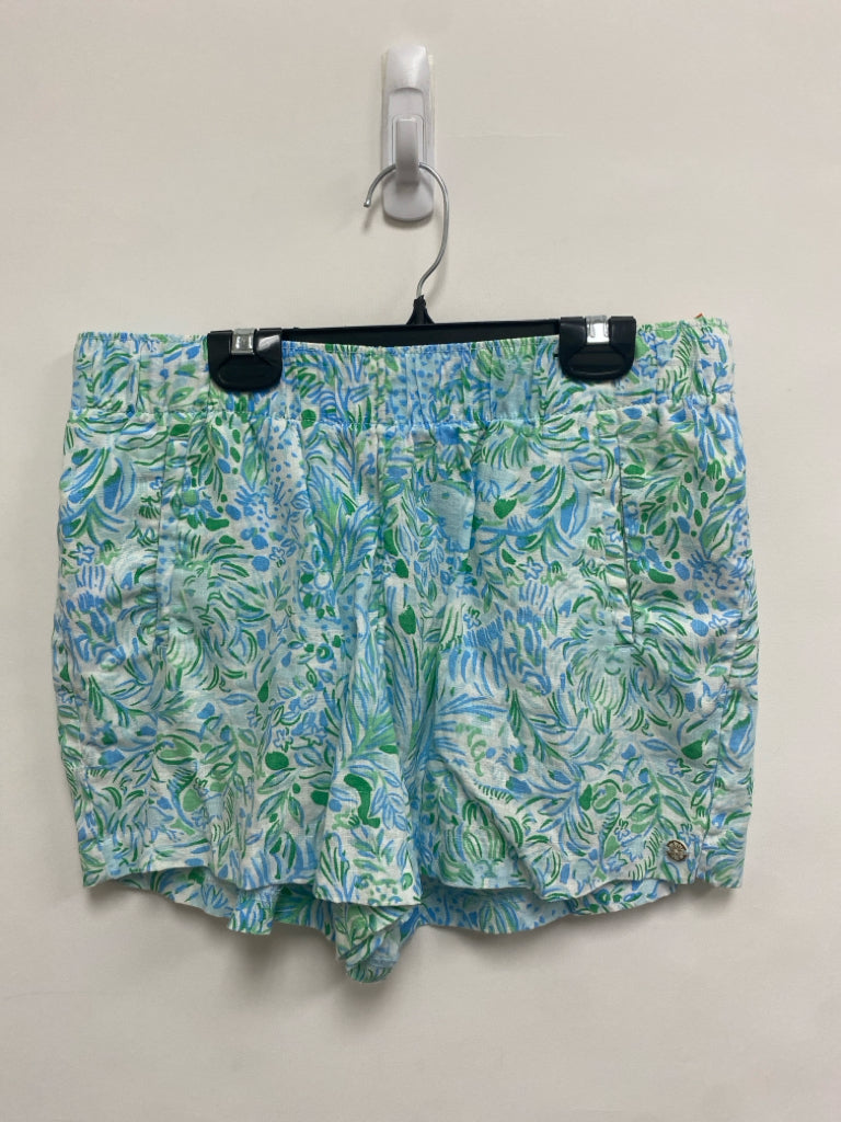 LILLY PULITZER Size M White Blue/Green Floral Ladies Shorts
