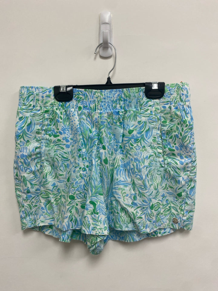 LILLY PULITZER Size M White Blue/Green Floral Ladies Shorts