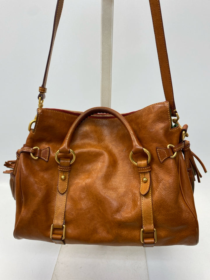 Dooney &amp; Bourke Brown Tassel(es) Leather Handbag