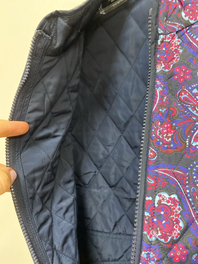 Talbots Size L Dark Navy Pink/Purple Paisley Reversible Ladies Vest
