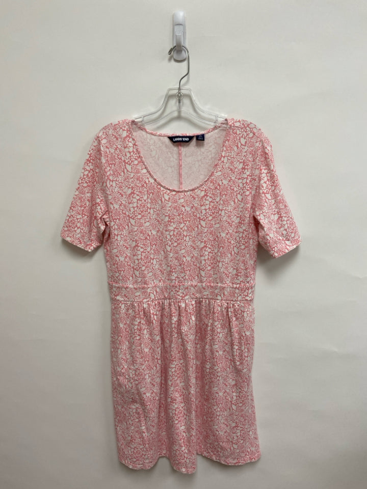 Lands End Size M White Pink Floral Ladies Dress