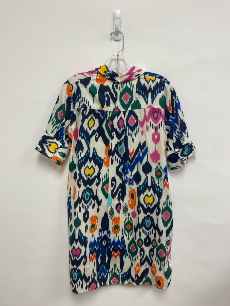 Size XS Cream Multi Color V Neck Ladies Dress