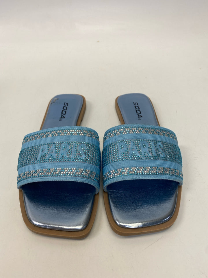 Soda  Size 7.5 Turquoise Rhinestone(s) Sandals