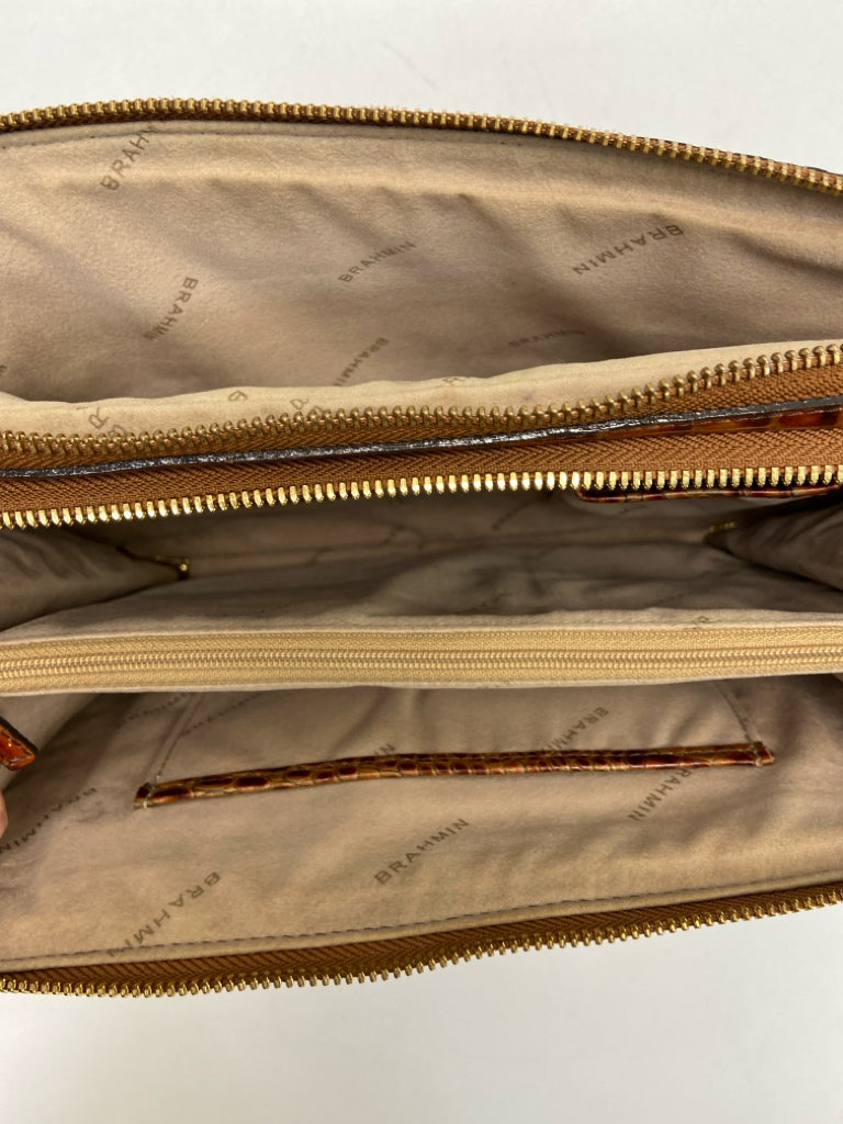 Brahmin Brown Embossed Leather Crossbody