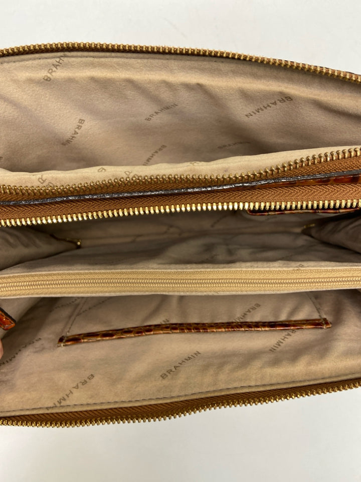 Brahmin Brown Embossed Leather Crossbody
