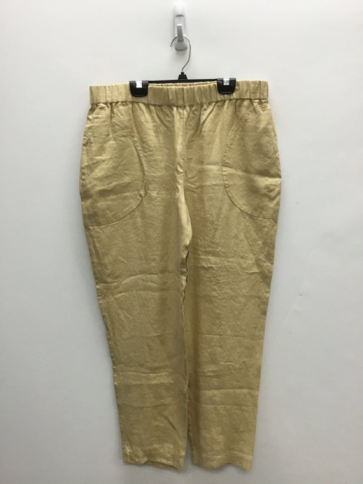 not PERFECT LINEN Size L Dusty Yellow Pull-on Linen Ladies Pants