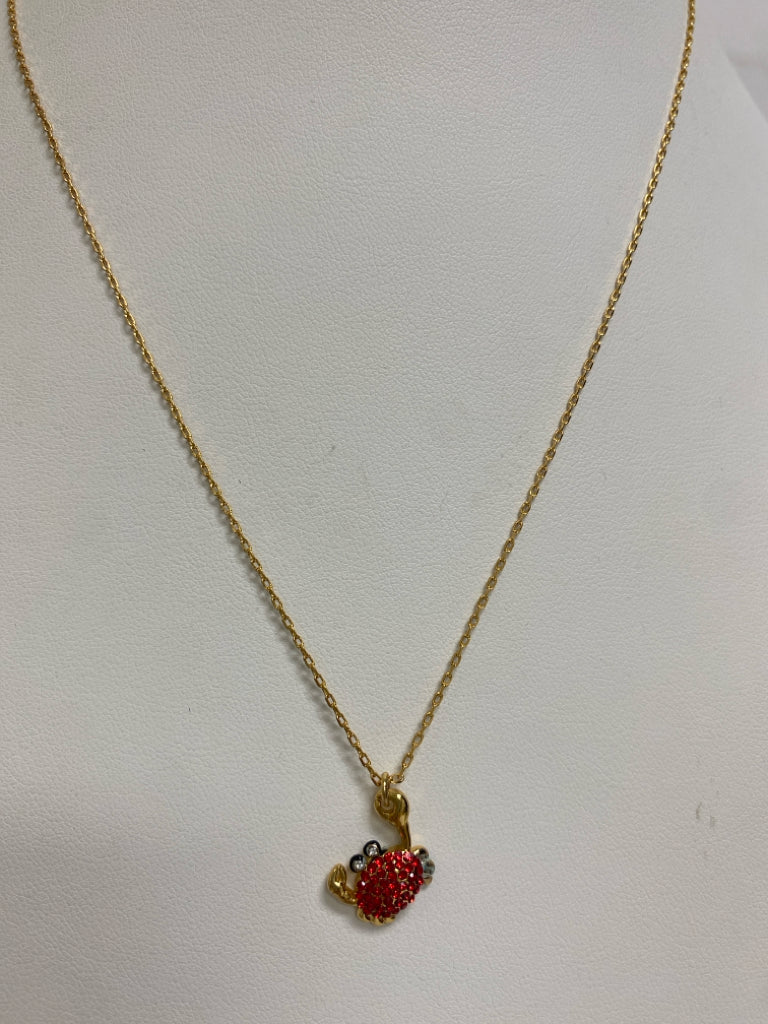 NWT Kate Spade Gold Color Red Crab(s) Necklace