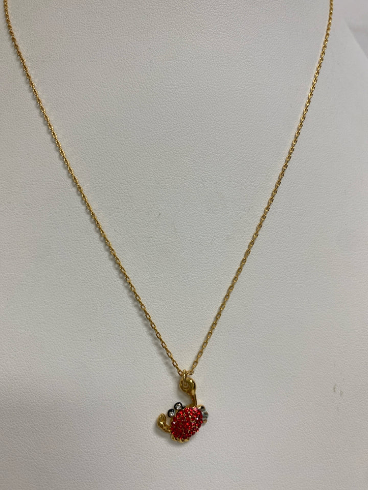 NWT Kate Spade Gold Color Red Crab(s) Necklace