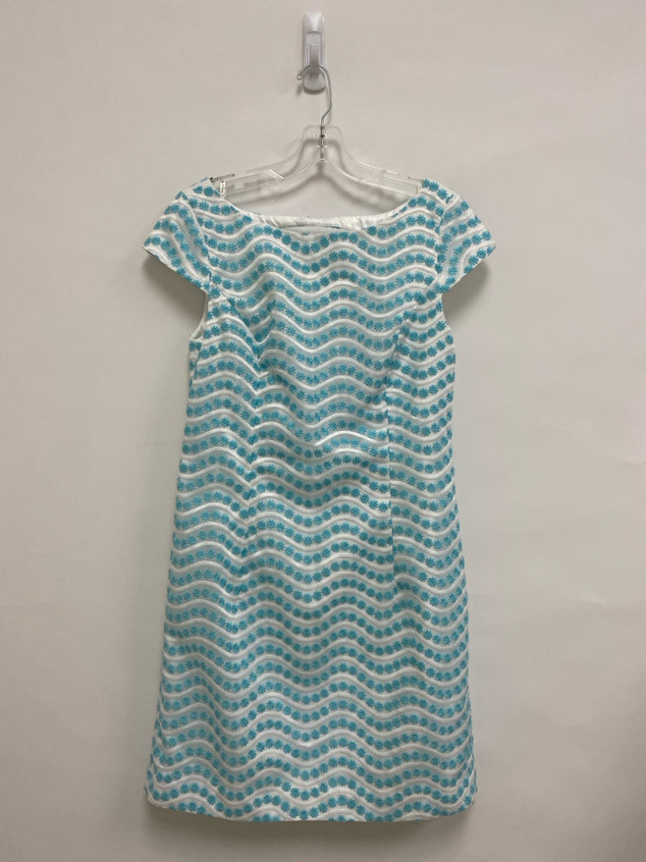 LILLY PULITZER Size 6 White Aqua Embroidered Ladies Dress