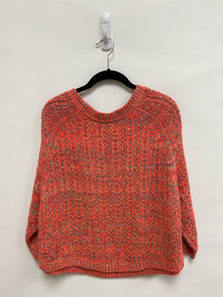 MOTH Size M Neon Orange Multi Color Basketweave Ladies Sweater