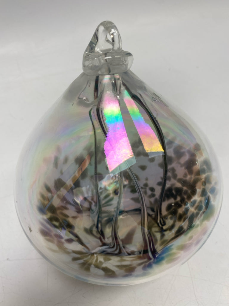 Clear Iridescent Glass Ornaments