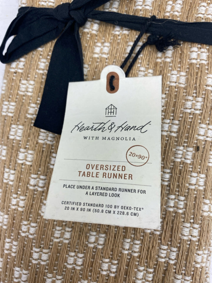NWT Magnolia Home Tan White Table Runner