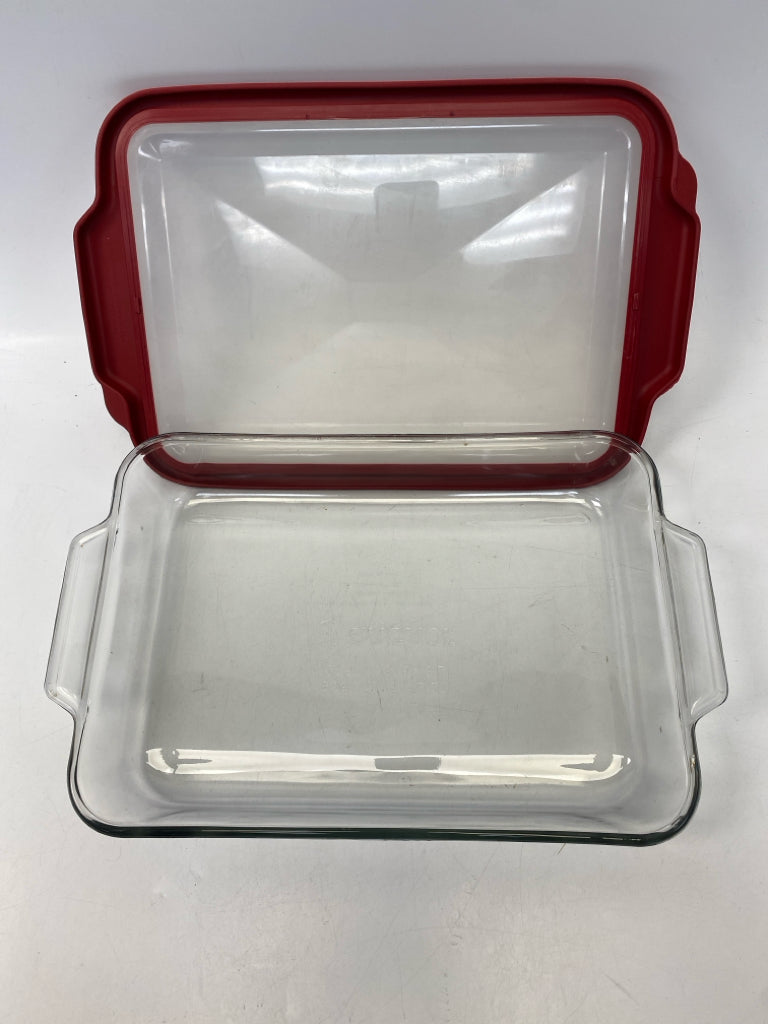 Anchor Hocking Clear Red Glass Bakeware